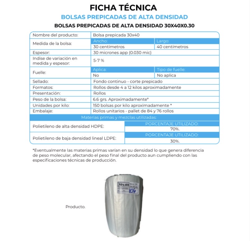 BOLSA PREPICADA 30X40X10K