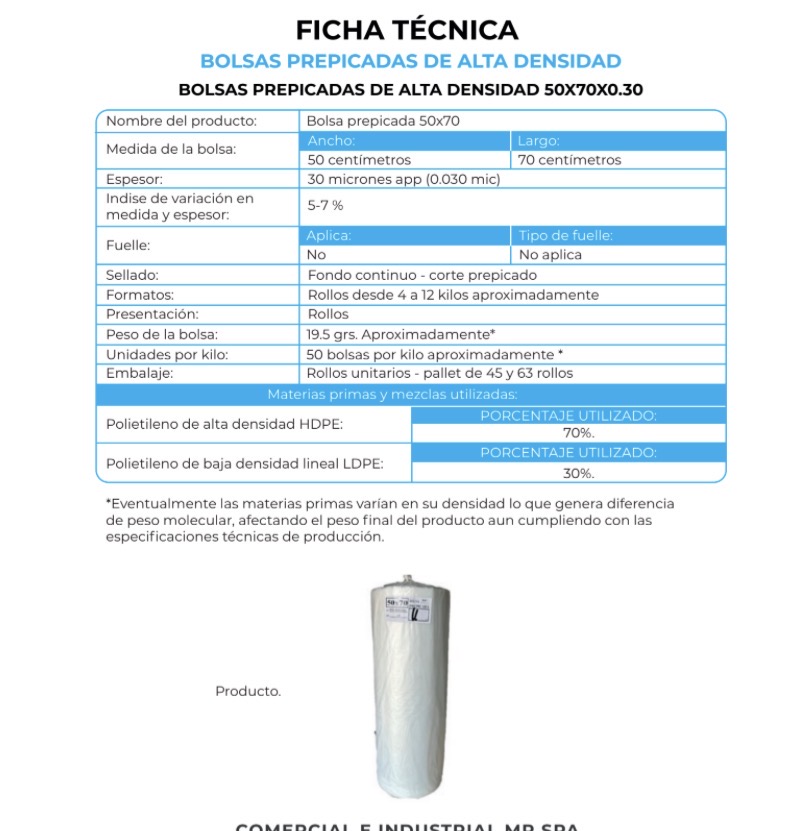 BOLSA PREPICADA 50X70X10K
