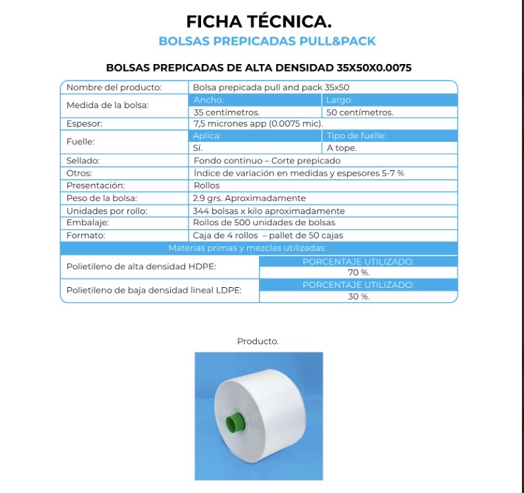 BOLSA PULL&PACK 35X50 500 UN GRUESA NACIONAL (1X4)